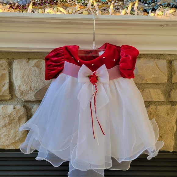 Rare Editions Other - Rare Editions Baby Girl Dress 3-6 Mos Fancy Holiday Red Velvet VGUC (NWOT?)